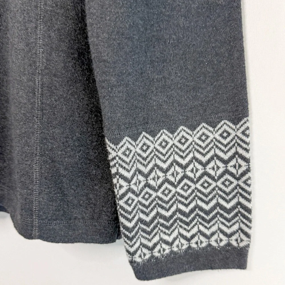 Aspen Women's L Charcoal Nordic Geometric Hooded Sweater Hygge Lodge Cozy